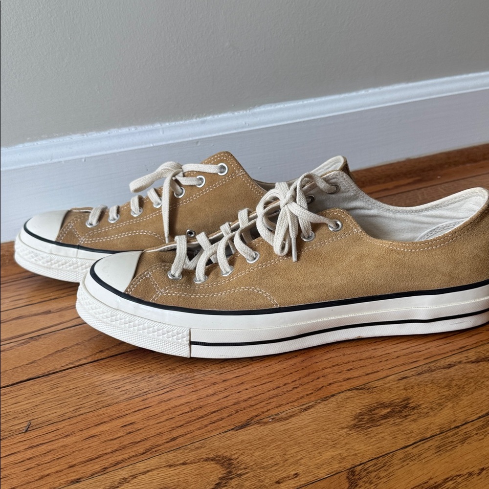 Converse Low Top Sneakers in Tan and White